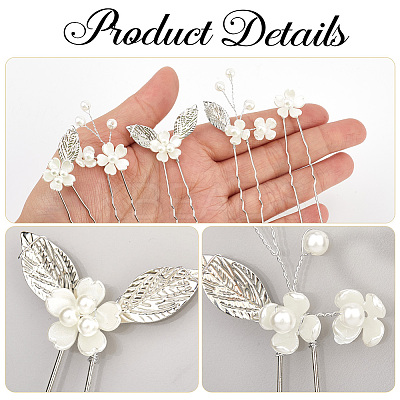 Alloy with Plastic Beads Hair Sticks for Women Girls OHAR-WH20010-08P-1