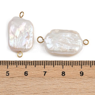 Natural Freshwater Pearl Keshi Pearl Rectangle Connector Charms STAS-D378-17G-1