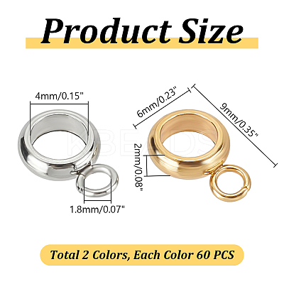 120Pcs 2 Colors 201 Stainless Steel Tube Bails STAS-AR0002-24-1