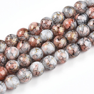 Baking Paint Glass Beads Strands DGLA-N003-10mm-B05-1