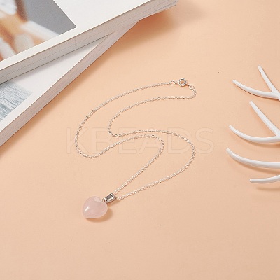 Natural Rose Quartz Geometry Pendant Necklace NJEW-JN04239-07-1