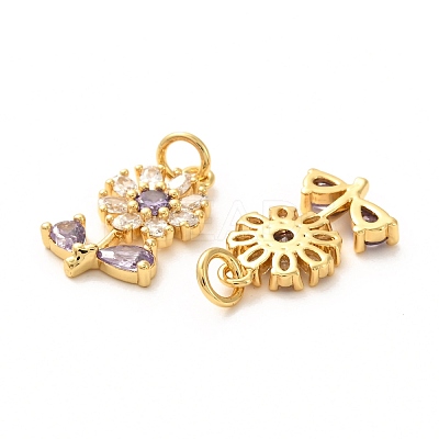 Brass Micro Pave Lilac Cubic Zirconia Pendants X-ZIRC-P086-21G-1