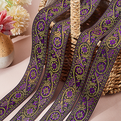 Ethnic Style Embroidery Polyester Ribbons OCOR-WH0070-10F-07-1