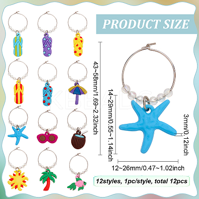 Ocean Theme PVC Wine Glass Charms AJEW-FG0003-98-1