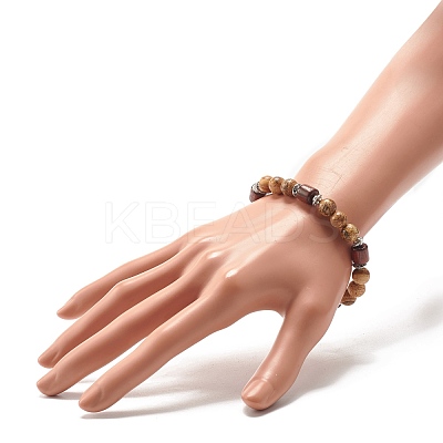 Natural Picture Jasper Beaded Stretch Bracelet for Women or Men BJEW-JB07732-02-1