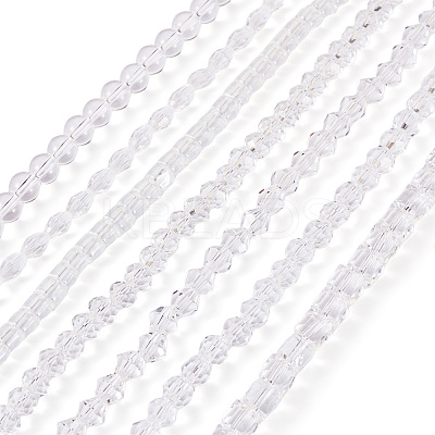 7 Strands 7 Styles Transparent Glass Bead Strands GLAA-TA0002-73-1