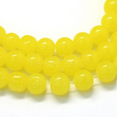 Baking Paint Imitation Jade Glass Round Bead Strands DGLA-Q021-10mm-24-1
