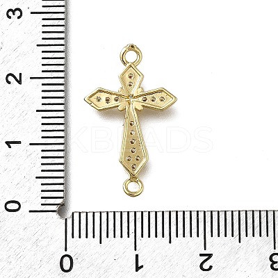 Brass Clear Cubic Zirconia Cross Connector Charms ZIRC-I070-030G-1