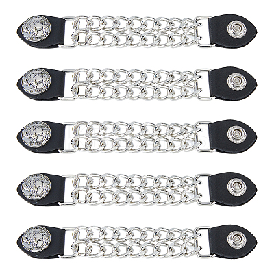 5Pcs Alloy & Imitation Leather Waistcoat Extension Chain FIND-FH0008-85B-1