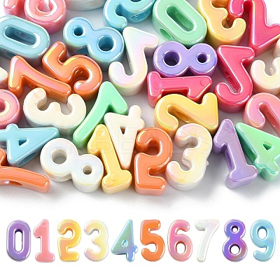 45Pcs 9 Colors Opaque UV Plating Acrylic Beads PACR-YW0001-58-1