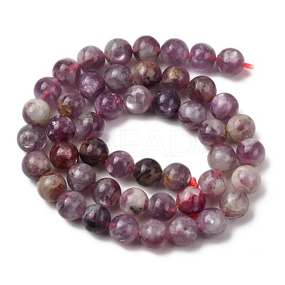 Natural Lepidolite/Purple Mica Stone Beads Strands G-B133-A01-8MM-1