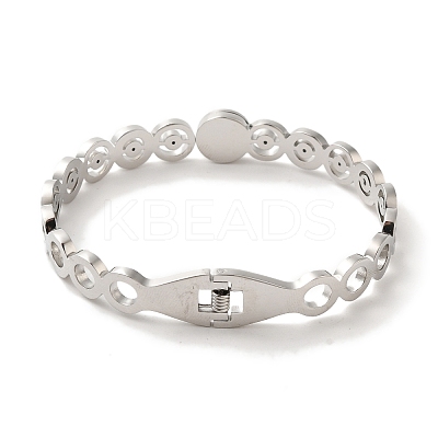 Adjustable 304 Stainless Steel Rhinestone Bangles BJEW-F474-03P-1