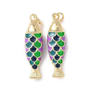 Brass Enamel Pendants KK-C143-44B-G-1