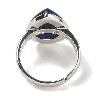 Natural Lapis Lazuli Teardrop Adjustable Rings RJEW-K371-08S-09-1