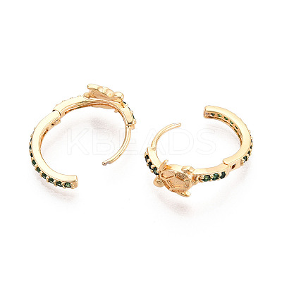 Brass Cubic Zirconia Hoop Earrings EJEW-Q014-05G-1