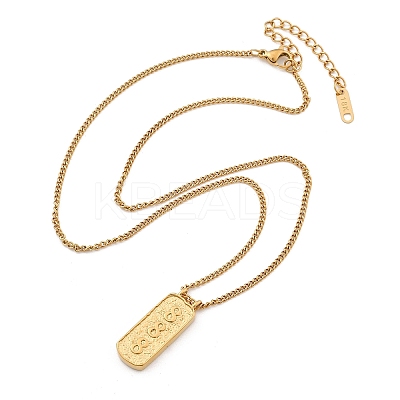 304 Stainless Steel Rectangle Number Pendant Necklaces NJEW-D300-01G-08-1
