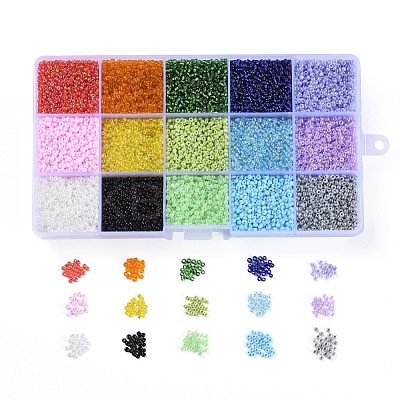 15 Colors 12/0 Glass Seed Beads SEED-X0052-04-2mm-1