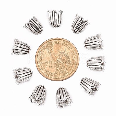 Cadmium Free & Lead Free Antique Silver Tibetan Style Flower Bead Caps X-TIBEB-00864-AS-R-1