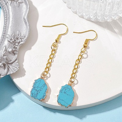 Nuggets Synthetic Turquoise Dangle Earrings EJEW-JE05683-01-1