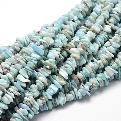 Natural Larimar Chip Beads Strands G-E271-77-1