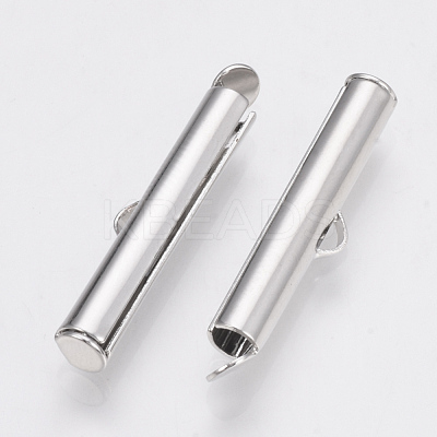 Brass Slide On End Clasp Tubes KK-Q747-11G-P-1