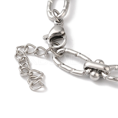 Non-Tarnish 304 Stainless Steel Textured Oval Link Chain Bracelets for Women BJEW-B092-08P-03-1
