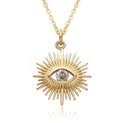 Brass Micro Pave Clear Cubic Zirconia Pendants Necklaces for Women LS-NJEW-B092-03G-1