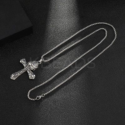 Zinc Alloy Cross Pendant Necklaces NJEW-M211-06D-ASP-1