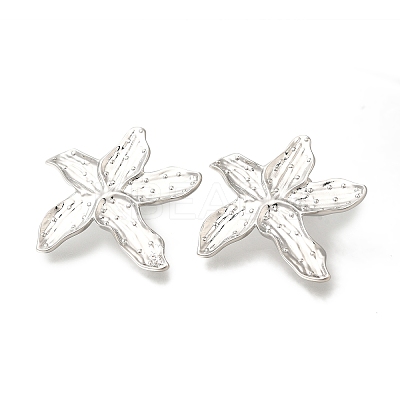 Rack Plating Starfish Brass Stud Earrings EJEW-H016-28P-1