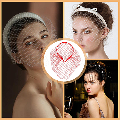 2Pcs Polyester Mesh Veil Hair Bands MRMJ-BC0003-49-1