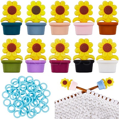 Sunflower Silicone Knitting Needle Point Protectors DIY-SC0024-02-1