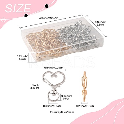 40Pcs 2 Colors Alloy Swivel Snap Hook Clasps FIND-FS0004-73B-1