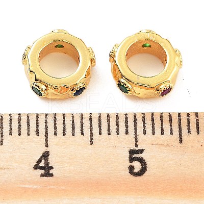 Brass Cubic Zirconia European Beads KK-S377-04G-1
