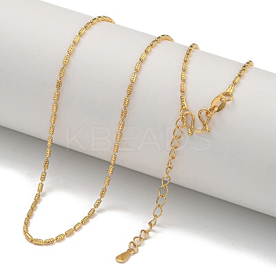 Brass Textured Column Link Chain Necklaces for Women NJEW-U011-03G-1