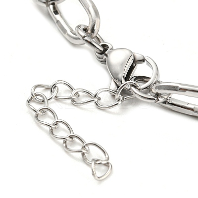Tarnish Resistant 304 Stainless Steel Paperclip Chain Bracelets BJEW-M308-01P-1