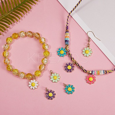 12Pcs 6 Colors Brass Enamel Charms KK-SZ0004-09-1