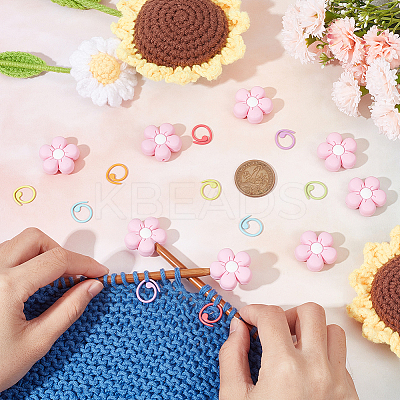 Flower Silicone Knitting Needle Point Protectors DIY-NB0009-49-1