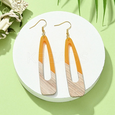Two Tone Resin & Wood Dangle Earrings EJEW-JE05508-01-1