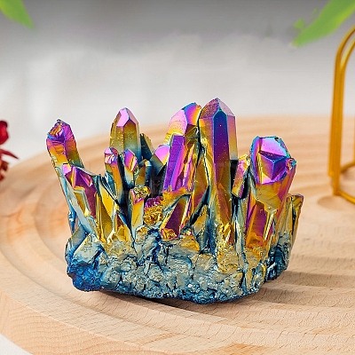 Electroplated Natural Druzy Quartz Crystal Cluster Ornaments PW-WG24416-05-1