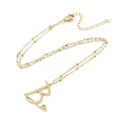 304 Stainless Steel Pendant Necklaces NJEW-H029-02G-B-1