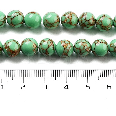 Synthetic Gold Line Turquoise Beads Strands G-H026-01D-03-1