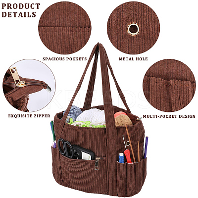 Corduroy Zipper Shoulder Bags for Women AJEW-WH20006-127-1