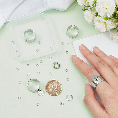 DIY Flat Round Charms Cuff Ring Making Kit DIY-DR0001-22P-1
