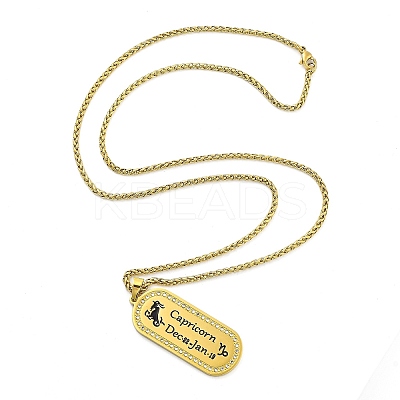 Constellation 304 Stainless Steel Micro Pave Clear Cubic Zirconia Wheat Chain Pendant Necklaces for Women Men LS-NJEW-U007-01H-1