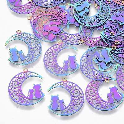 Ion Plating(IP) 201 Stainless Steel Kitten Pendants X-STAS-R102-02-1