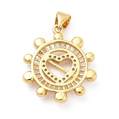 Brass Micro Pave Clear Cubic Zirconia Pendants KK-M235-14G-1