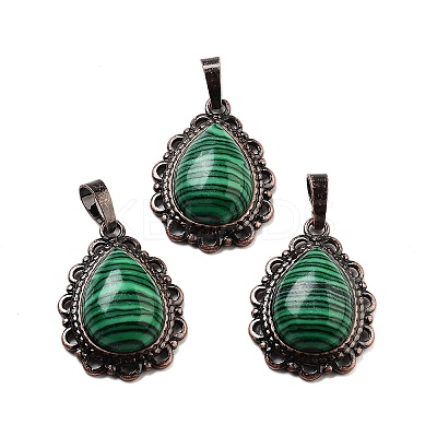 Synthetic Malachite Teardrop Pendants G-K363-01R-23-1