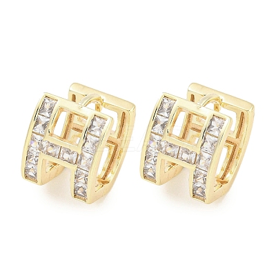 Brass Micro Pave Clear Cubic Zirconia Earrings EJEW-S228-08G-1