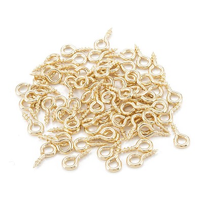Brass Screw Eye Pin Peg Bails X-KK-D063-03G-1