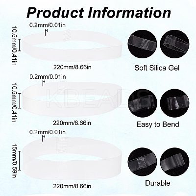 12 Pairs 3 Style Transparent TPU Rubber Shoelace FIND-FG0002-33-1